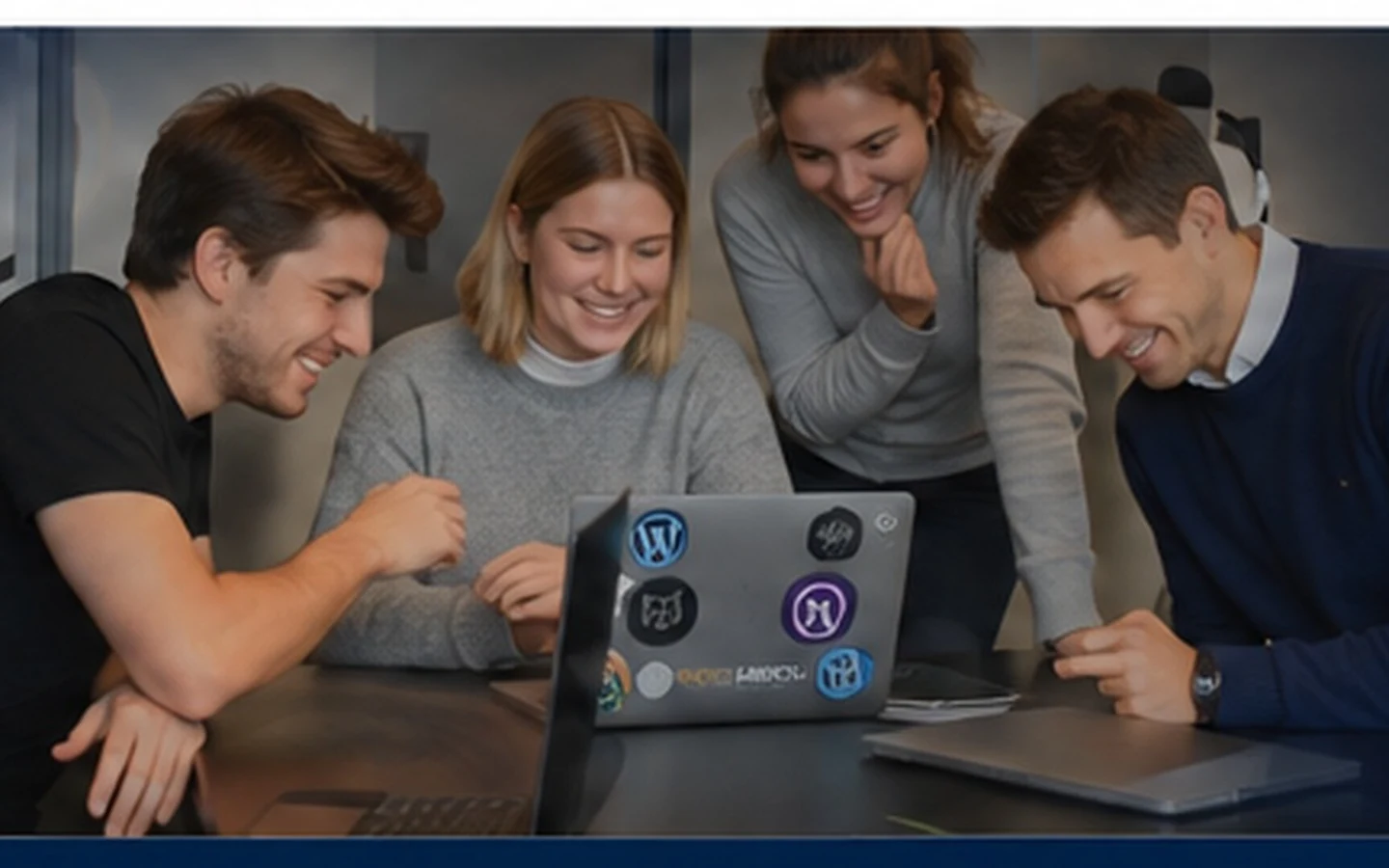 Équipe web au travail autour d’un ordinateur portable