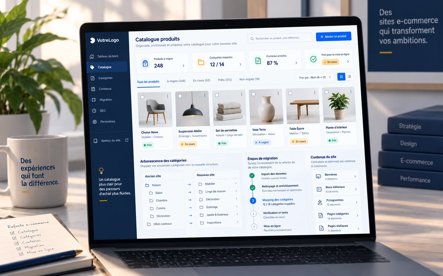 Travail de refonte d’un catalogue e-commerce sur ordinateur
